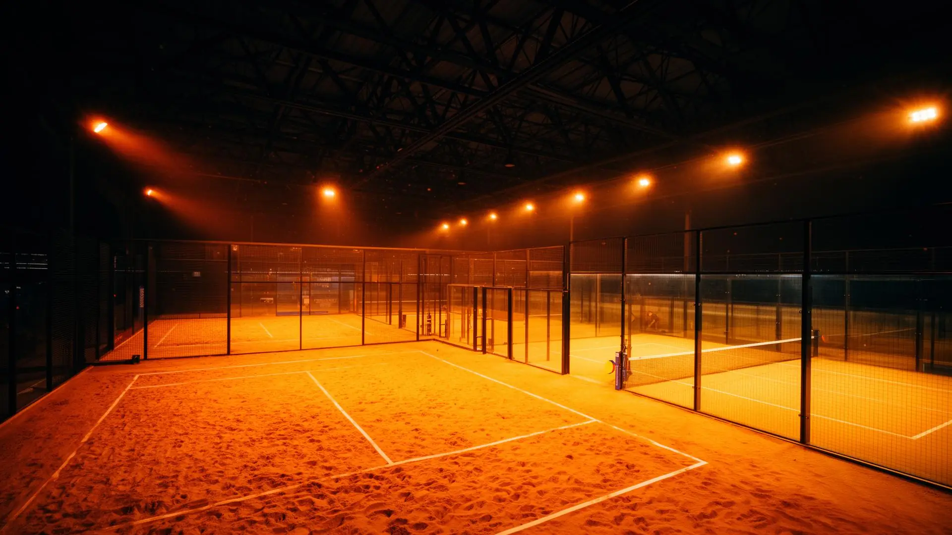 Interior da Arena Cesoca — quadras de beach tennis e padel cobertas em Garopaba